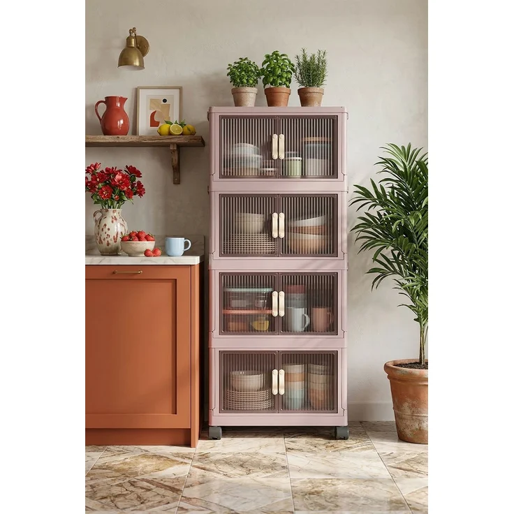 Mehrzweckschrank, 56 x 127 x 56 cm, 100% Kunststoff, pulverfarben | Vielseitige Aufbewahrungslösung für Zuhause und Büro – Bild 2