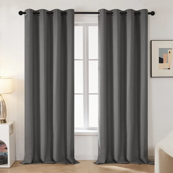 Deconovo Verdunkelungsvorhang Gardinen mit Ösen Blickdichte Vorhang Kälteschutz Schlafzimmer 2er Set, Blackout Curtain einfarbig Thermo Vorhang Verdunkelung Wärmeisolierend – Bild 1