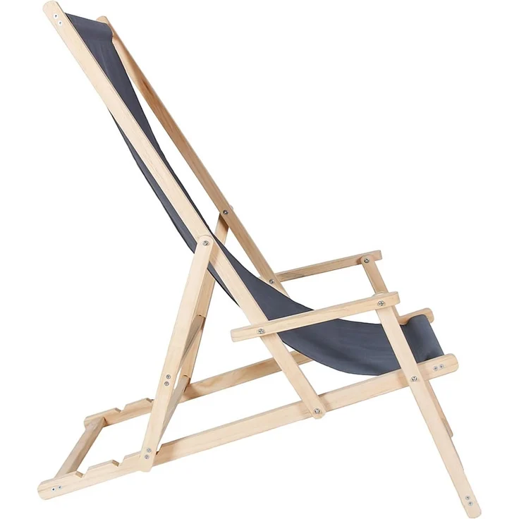 Sonnenliege Armlehne Anthrazit Strand Campingstuhl Holz klappbar Faltsitz Balkon – Bild 3