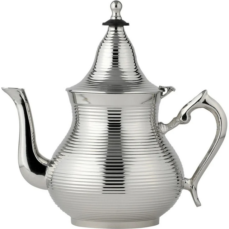 Marrakesch Orient & Mediterran Interior Teekanne Marokkanische Deko Teekanne aus Messing Kanne Nadima Silber 750ml, (1-St), Handarbeit – Bild 1