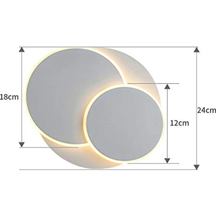 Goeco LED Wandleuchte LED runde Wandleuchte, schlichte Innenleuchte, 17W, Warmweiß, 350 Grad Drehwinkel, keine separate Glühbirne erforderlich – Bild 6