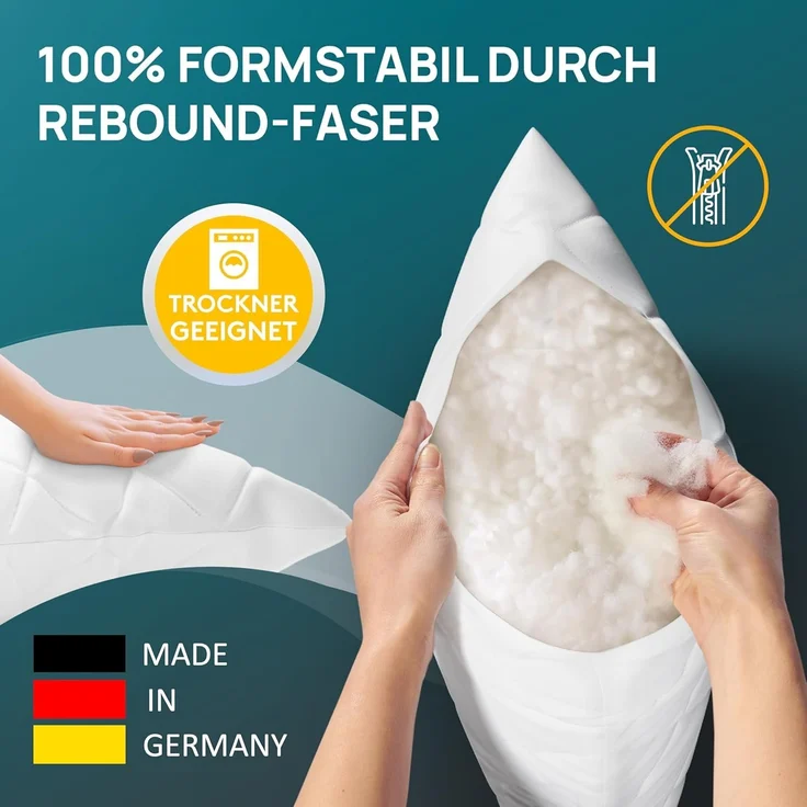 LILENO HOME 2er Set Kissenfüllung 60x60 cm - 95°C waschbares Innenkissen geeignet für Allergiker - Polyester Kisseninlet als Couchkissen, Sofa Kissen, Cocktailkissen und Kopfkissen – Bild 6