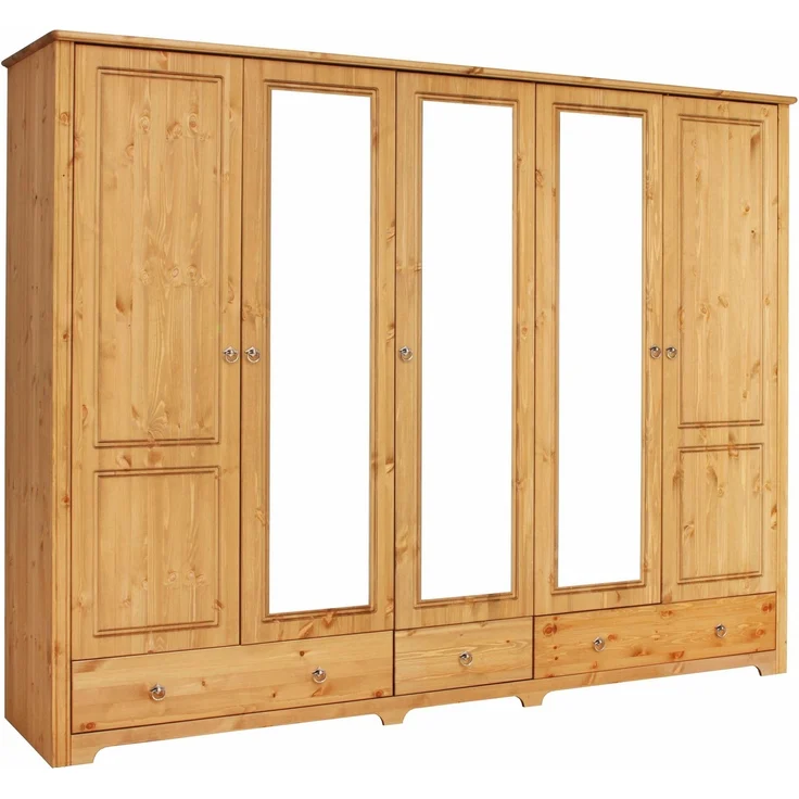 Home affaire Schlafzimmer-Set Hugo, (Set, 4-tlg), Bett 180x200 cm, 5-trg Kleiderschrank und 2 Nachttische – Bild 2