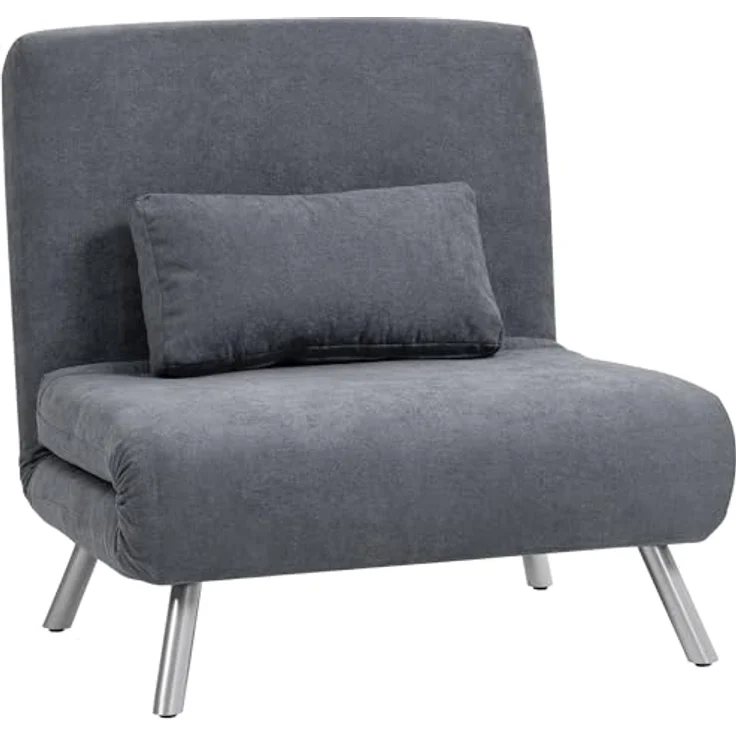 HOMCOM Schlafsofa mit verstellbarer Rückenlehne, abnehmbar Kissen, Samtoptik, 3-in-1 Schlafsessel 1 Teile, bis 120 kg, für Wohnzimmer, Schlafzimmer Dunkelgrau – Bild 2