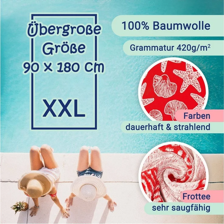 ZOLLNER Strandtuch, Frottee (1-St), 90 x 180 cm, 100% Baumwolle, mit Meerestier-Design – Bild 2