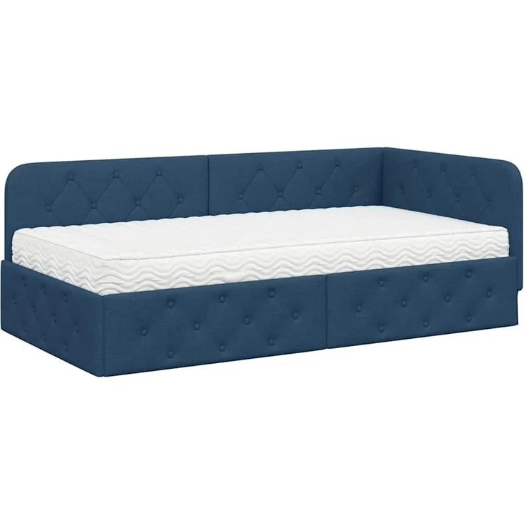vidaXL Eckbettgestell Blau 90 x 190 cm Stoff 3394044 – Bild 1
