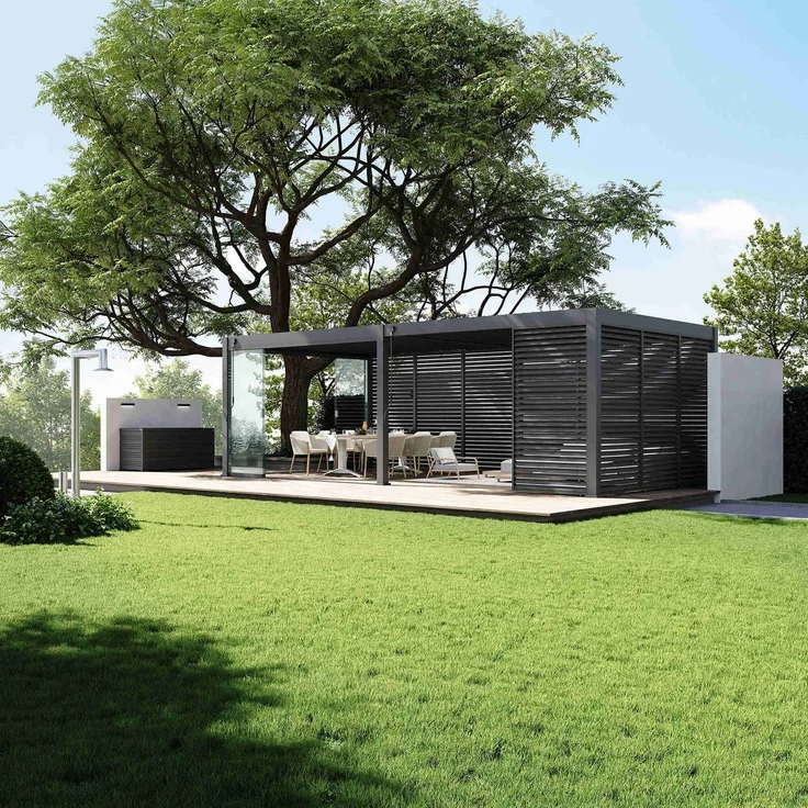 Weide Deluxe Plus | Pergola Voll Aluminium freistehend | 4 x 8 M | Lamellendach anthrazit – Bild 10