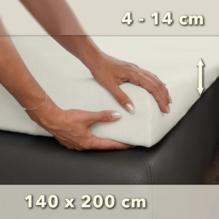 STUDIO Basic Topper Spannbettlaken 140x200 cm, 100% gekämmte Baumwolle, Oeko-TEX 100, Markenqualität, Bettlaken 140x200 Topperbezug Jersey - Schnee – Bild 5