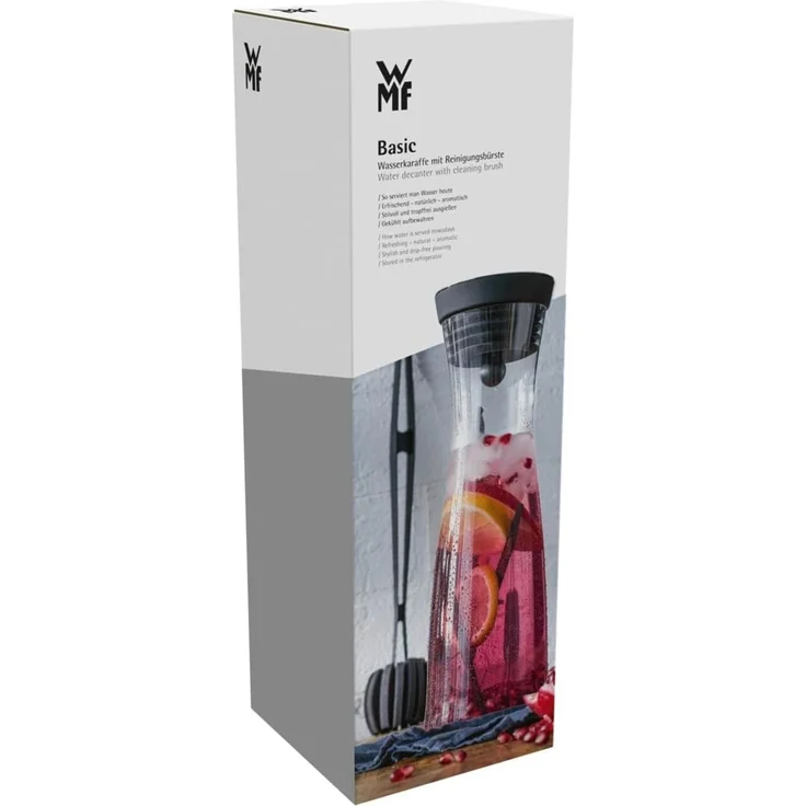 WMF Wasserkaraffe Basic, (Silikondeckel mit Closeup-Verschluss, 2-tlg, 1x Karaffe Glas mit Deckel, 1x Reinigungsbürste), (V 1,0l, Höhe 30,2 cm, Ø 8,8 6,0 9,5 cm) – Bild 10