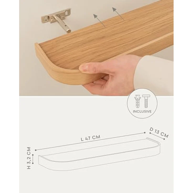 Kazai.® Wandregal-Set 'Toke' | 3 Hängeregale in Echtholz-Veneer | Schwebendes Holzregal als Wanddeko und Ablage für Bad, Wohnzimmer, Küche, Schlafzimmer und mehr | Eiche – Bild 4