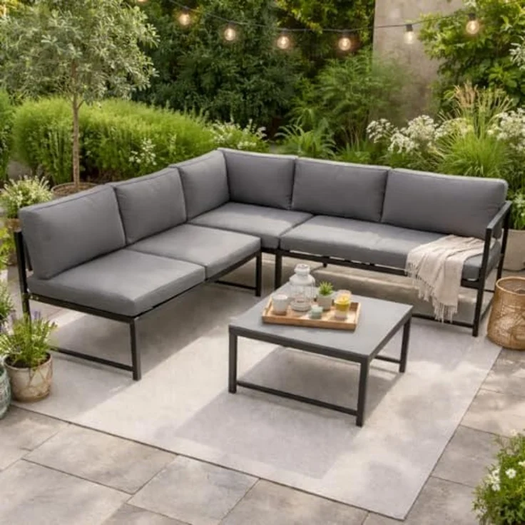 DEGAMO Gartenlounge-Set MONTANA, Ecksofa mit Liegefunktion, Tisch, Aluminium wetterfest – Bild 2