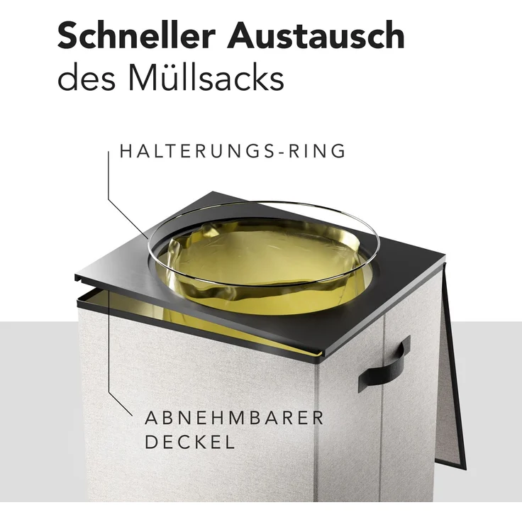 NewHabitat Gelber Sack Ständer 70L – Gelber Sack Mülleimer mit Klappdeckel, Grau (75x57x37) – Bild 4