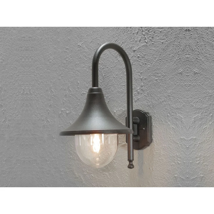 KONSTSMIDE No. 7237-750 Aussenwandleuchte Bari E27 IP44 Alu Schwarz Matt – Bild 1