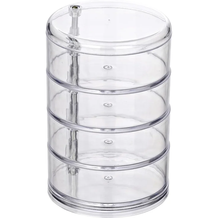 WENKO Badorganizer Tower, Kosmetik-Aufbewahrung mit 4 Fächern, transparent – Bild 1