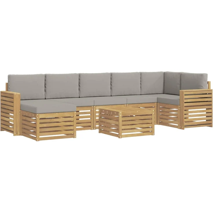 vidaXL Outdoor-Sofagarnitur 8 stk. 8-Sitzer Weiß und Hellgrau 3392241 – Bild 2