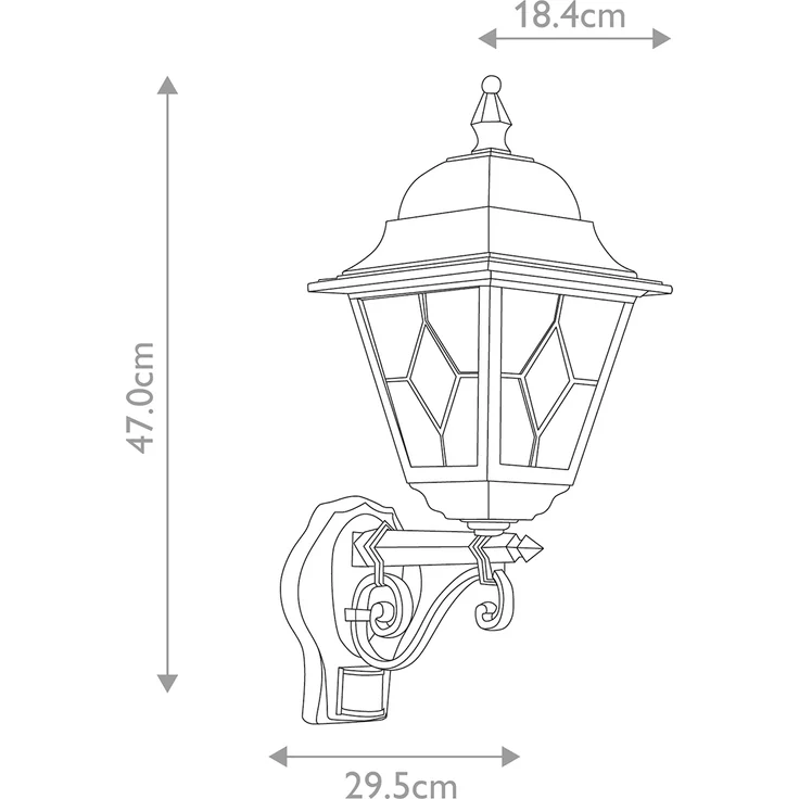 Außenleuchte, Wandlampe, PIR-Sensor, Laterne, H 47 cm – Bild 9