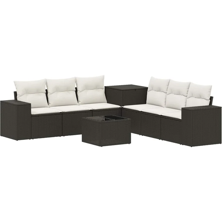 vidaXL Sofa Set 8 stk. Schwarz und Cremeweiß Polyrattan und Stahl 3448477 – Bild 2