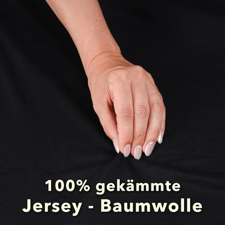STUDIO Spannbettlaken Basic Topper, viele Größen, 100% Baumwolle, OEKO-TEX 100, Jersey, Baumwolle, Gummizug: rundum, (1 Stück), 100x200 cm Topper Spannbetttuch bis 14 cm Höhe - Schwarz – Bild 5