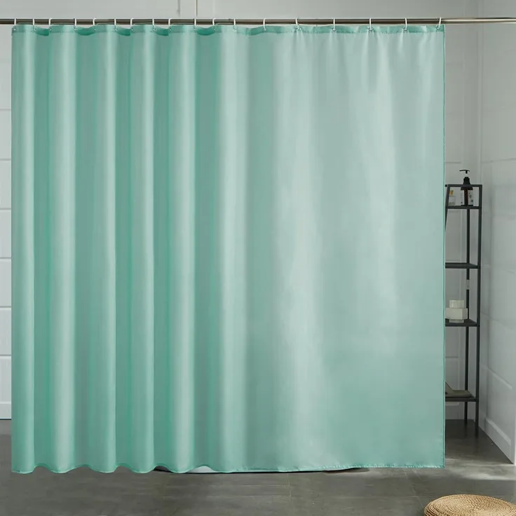 Furlinic Duschvorhang Überlänge Antibakteriell Wasserdicht 275x180cm Minzgrün