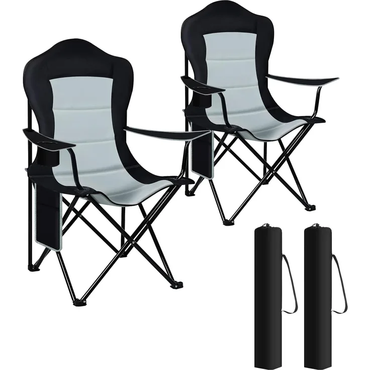 Woltu Campingstuhl (2 St), Klappbar, leicht, mit Lehne Getränkehalter