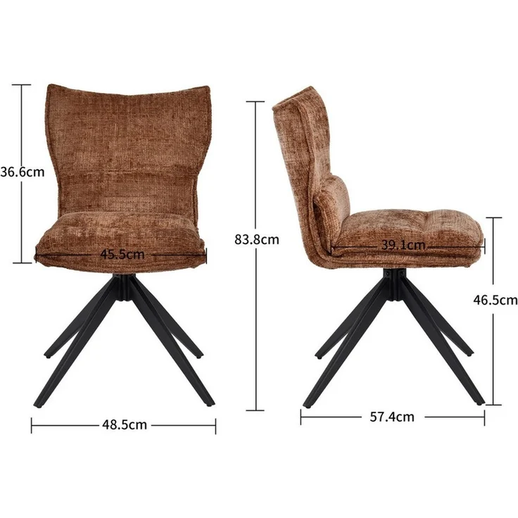 Duhome Esszimmerstuhl (8657A3), 360° Drehbar, Automatischer Rückstellfunktion, Chenille – Bild 4