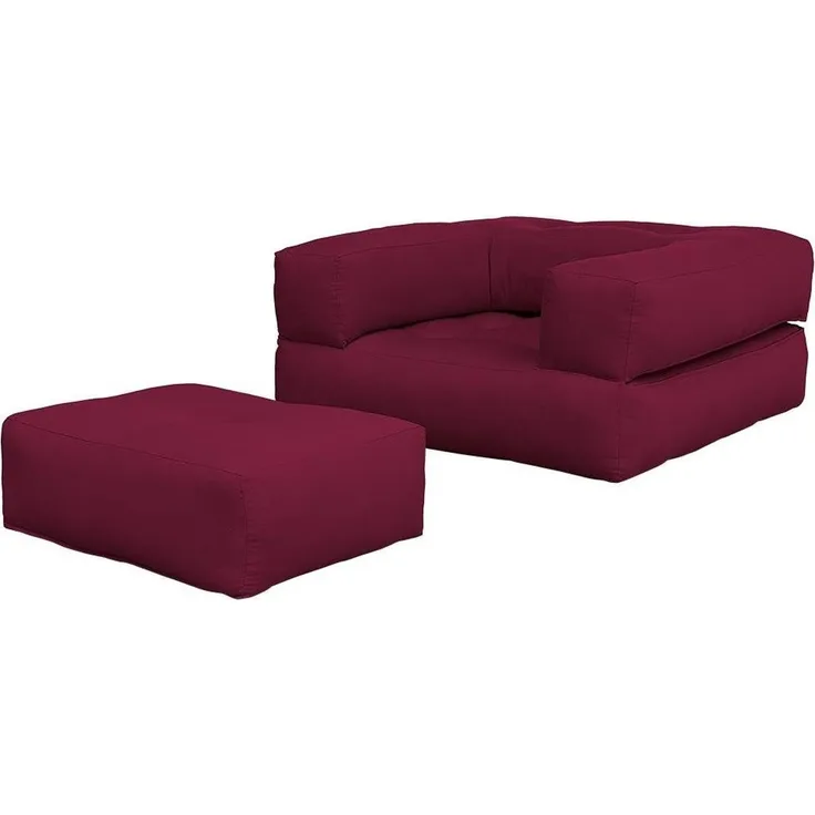 Karup Design Cube Futonsessel mit Hocker 90x190 cm Bordeaux 815710090190