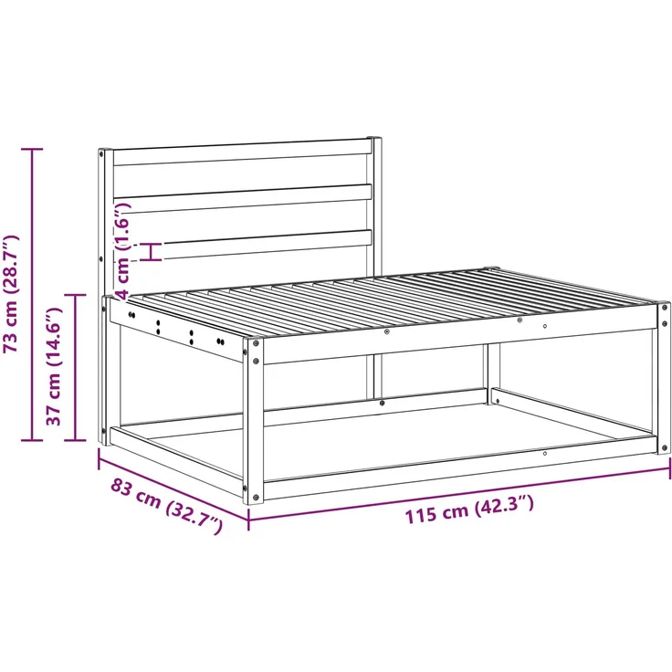vidaXL Outdoor Endsofa Natur 115 x 83 x 73 cm Massivholz Akazie 900551 – Bild 11