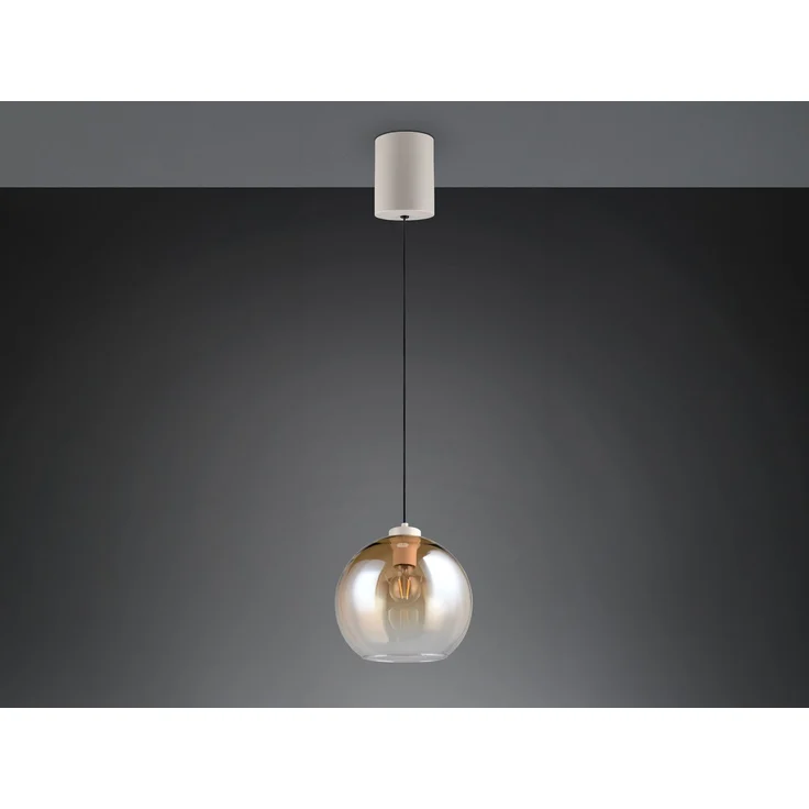 Pendelleuchte LIORA höhenverstellbar 1-flammig mit Glaskugel Bernstein, Ø 25cm – Bild 8