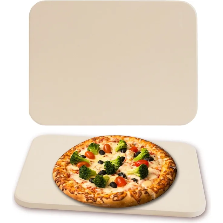 Pizzastein Brotbackstein Steinofen Cordierit 30x38 CM Beige Gasgrill Pizza Stone für knusprigen Boden Küchen Zubehör Grillzubehör Italienische Art