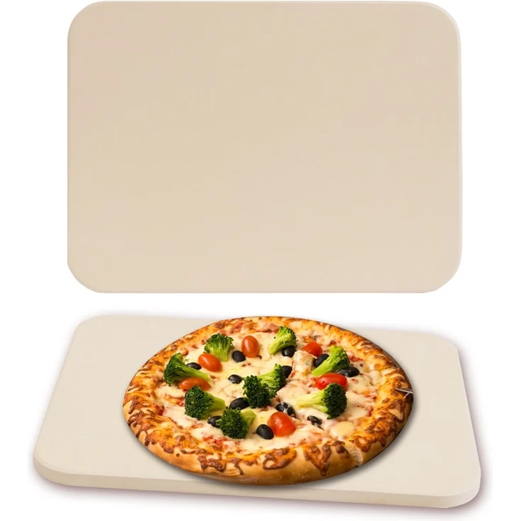 Pizzastein Brotbackstein Steinofen Cordierit 30x38 CM Beige Gasgrill Pizza Stone für knusprigen Boden Küchen Zubehör Grillzubehör Italienische Art – Bild 1