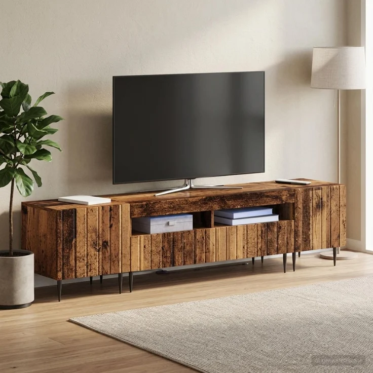 vidaXL 3-teiliges LED TV Regal ZWOLLE Altholz Holzwerkstoff 3416525 – Bild 1