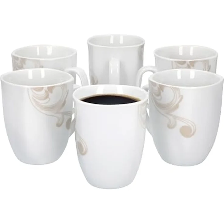 van Well Becher 6er Set Kaffeebecher Festivo weiß 300-350ml Jumbo-Tasse Weihnachten, Porzellan – Bild 1