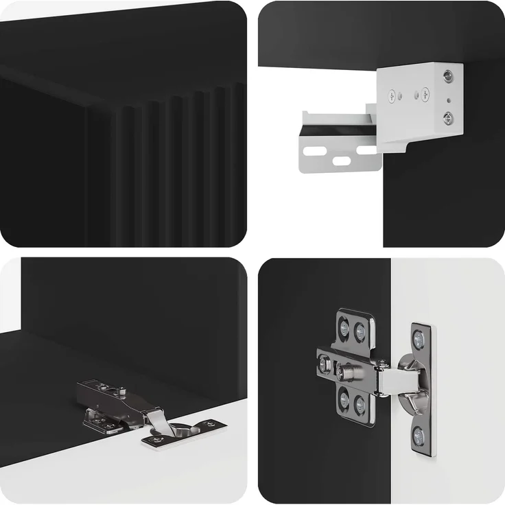 vidaXL TV-Wandregal-Set Wandmontiert 4 pcs Schwarz Holzwerkstoff 3408917 – Bild 9
