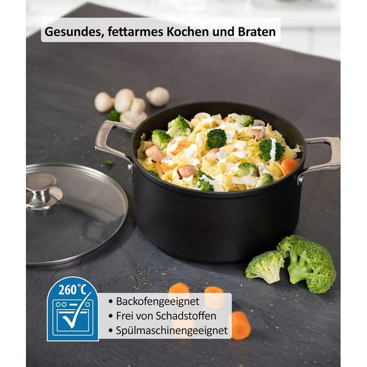 Genius Topf-Set Cerafit Plasma Kochgeschirr Set 3-tlg Pfanne 20 cm + Topf 24 cm, Aluminium (Set 3-tlg), 3-lagige Antihaft-Beschichtung, induktionsgeeignet – Bild 4