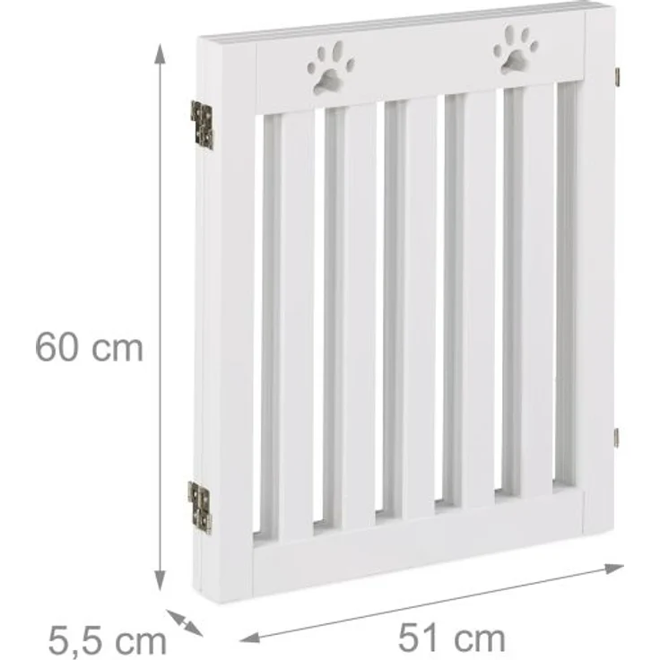 Hundeabsperrgitter, freistehendes Schutzgitter, HxB: 60x153 cm, MDF, zusammenklappbares Türgitter, weiß – Bild 5