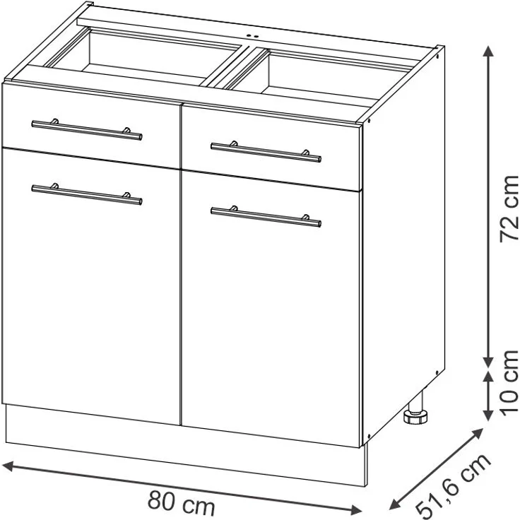 Küchenunterschrank Fame-Line Dunkelblau Hochglanz 80 cm , AP Anthrazit Vicco – Bild 3