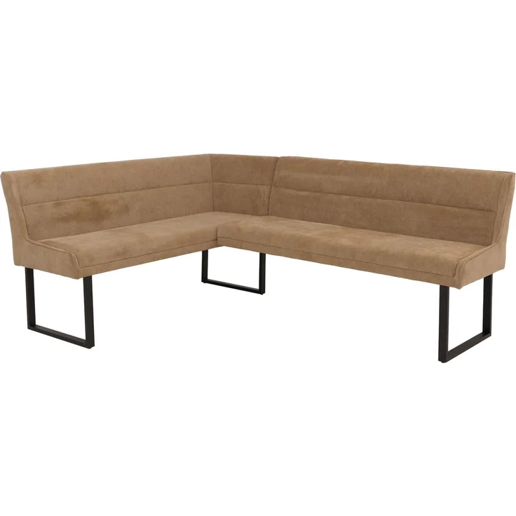 Eckbank HWC-O81, Esszimmerbank Bank, Öko-Tex (310g/m²) Chenille Stoff/Textil Metall 159x210cm ~ hellbraun – Bild 7