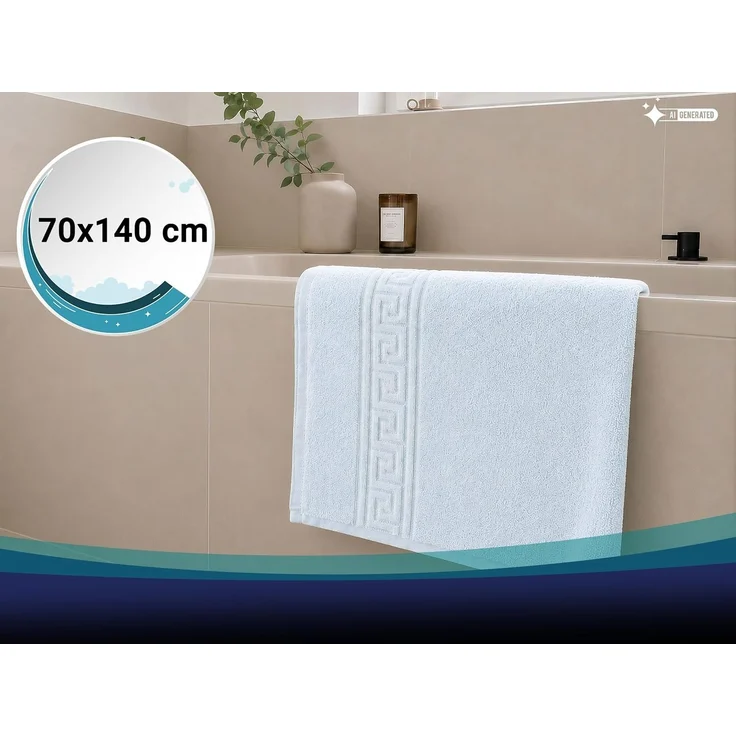 ZOLLNER 5er Set Duschtücher, 80% Baumwolle, 20% Polyester, 70x140 cm, blau – Bild 4