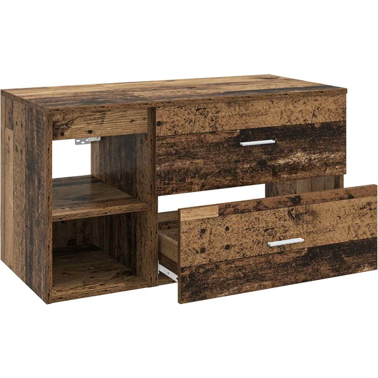 vidaXL Badezimmermöbel-Set zur Wandmontage 2 stk. Altholz 3403942 – Bild 4