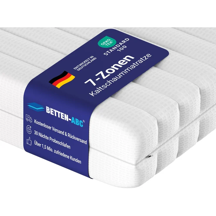 Matratze KSP-500 - Das Original - 7-Zonen- Kaltschaummatratze mit waschbaren Klimafaserbezug, Größe: 180x200, Härtegrad: H3 - Höhe 12cm – Bild 1