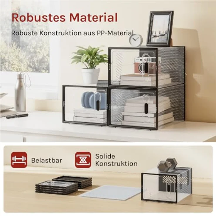 Woltu Schuhregal, 8-tlg, stapelbar, mit magnetischer Tür, Kunststoffbox – Bild 6