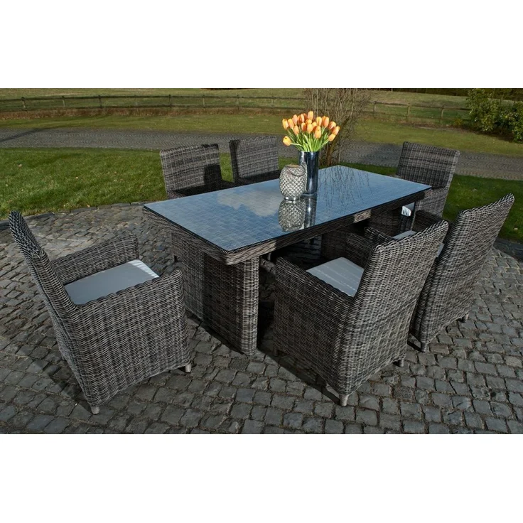 CLP Polyrattan Sitzgruppe Fontana,grau-meliert cremeweiß – Bild 10