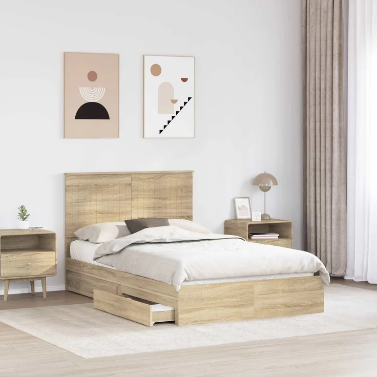 vidaXL Aufbewahrungsbett Sonoma-Eiche 120 x 200 cm Holzwerkstoff 3411224 – Bild 2