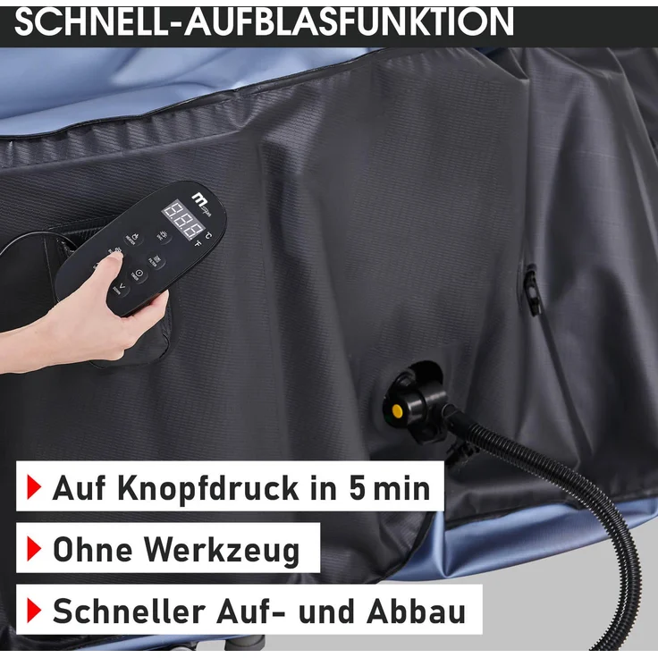 BRAST 'MSpa TEKAPO' Whirlpool, aufblasbar, für 4 Personen, In-Outdoor Pool, 108 Massagedrüsen, Aufblasfunktion per Tastendruck, 158 x 158 x 68 cm – Bild 9