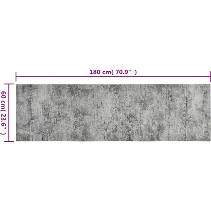 vidaXL Küchenteppich Waschbar Beton 60x180 cm Samt 136571 – Bild 4