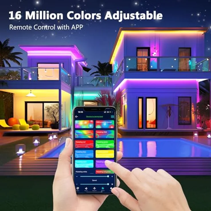 Led Strip 10m, RGB Led Streifen, Bluetooth Smart Led Band Selbstklebend, LED Leiste mit Fernbedienung und APP, LED Lights Dimmbar, Musik Sync, Timer-Einstellung für Gaming Zimmer, Room, Küche, Party – Bild 6