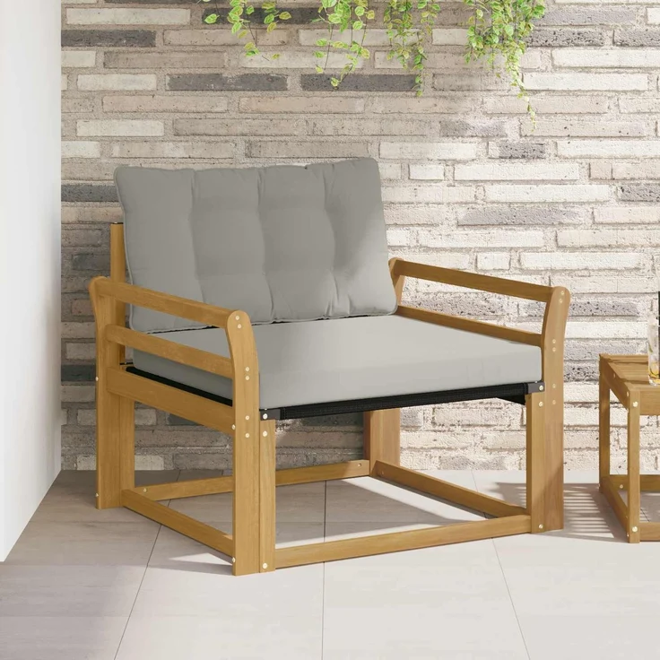 vidaXL Outdoor-Sofagarnitur Massives Akazienholz und Textilene Weiß 3439065 – Bild 1