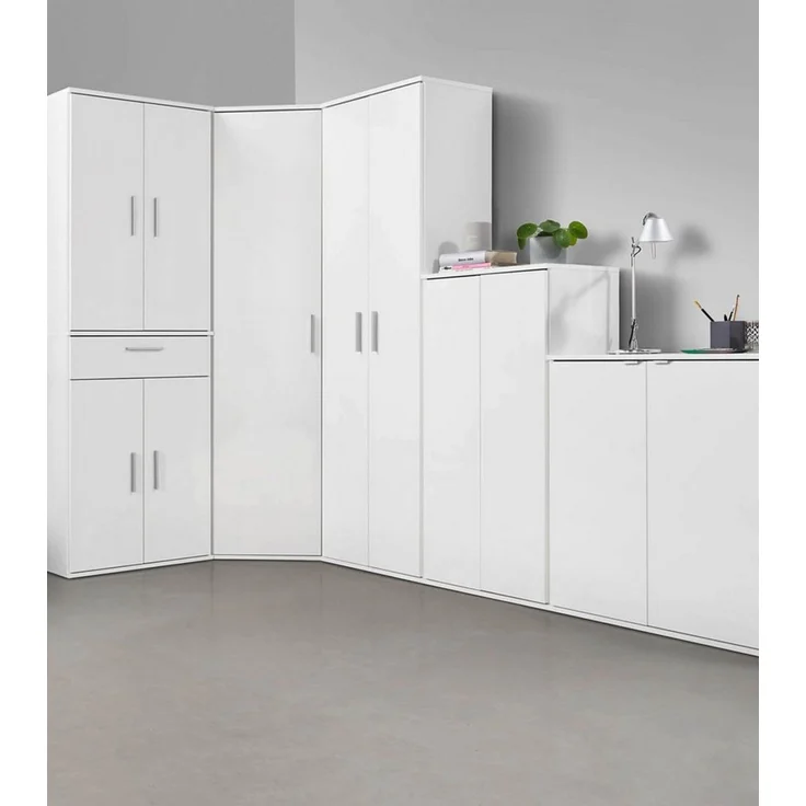 mokebo® Mehrzweckschrank 60 cm Breite mit Einlegeböden 'Der Schlanke', schmaler Schrank in Weiß aus Holz, grifflose Öffnung, funktionaler Aktenschrank – Bild 3
