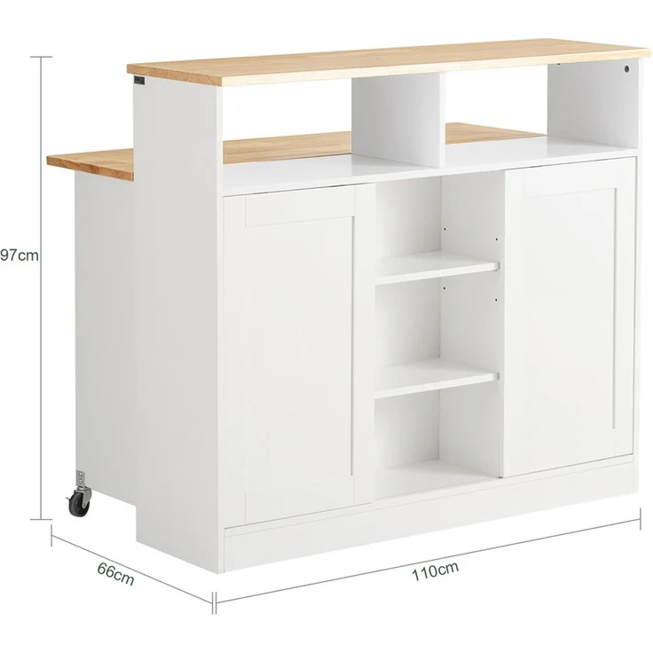 SoBuy FSB36-WN Kücheninsel, MDF, Lackiert, Weiß, 110 x 97 x 66 cm – Bild 3