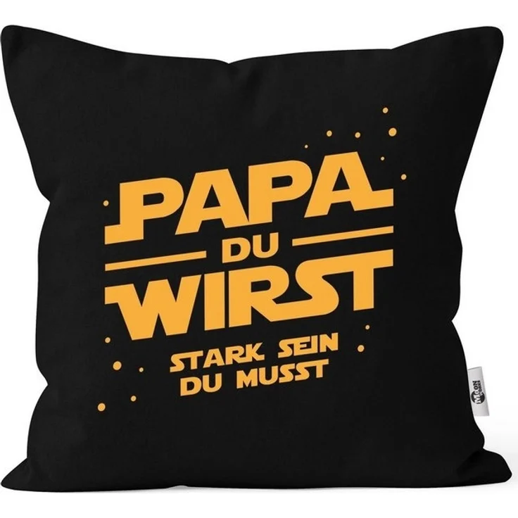 MoonWorks Dekokissen Kissenbezug mit lustigem Spruch Yoda Papa du wirst stark sein du musst Ankündigung Schwangerschaft Moonworks® – Bild 3
